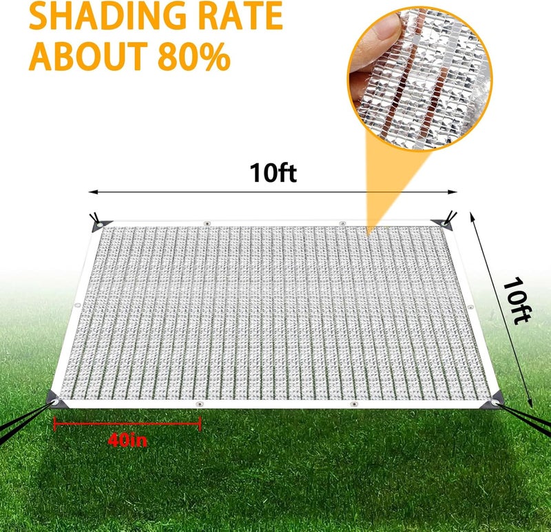 QLOFEI 10'x10' Aluminum Shade Cloth -90% Reflective Sun Shade Cover for Garden Patio Pergola Cover Shade Sails Silvery Durable Shade Neting for Backyard Dog Chicken Coop Shade Cloth - Image 3